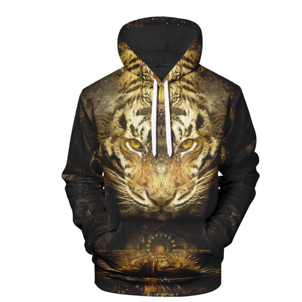3D Digital Animal Print Top Casual Hooded Pullover