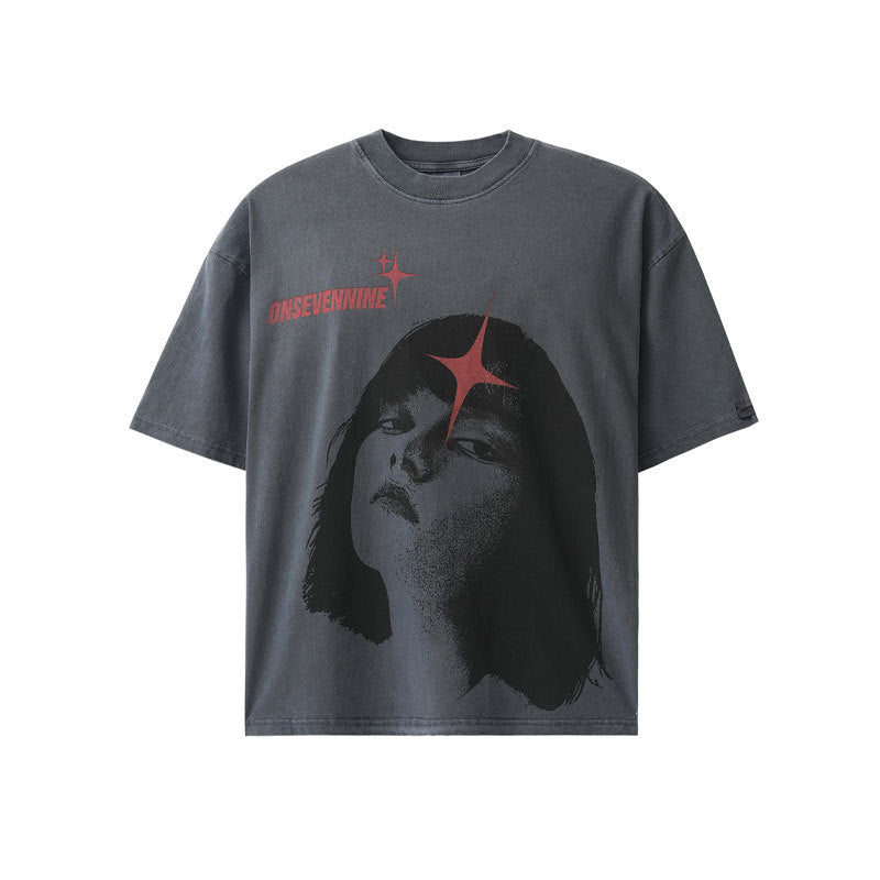Vintage Print High Street Loose T-shirt Men