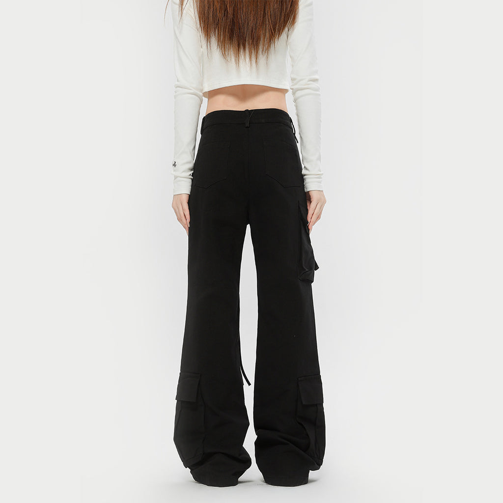 Retro Lace-up Decoration Autumn And Winter Cargo Pants