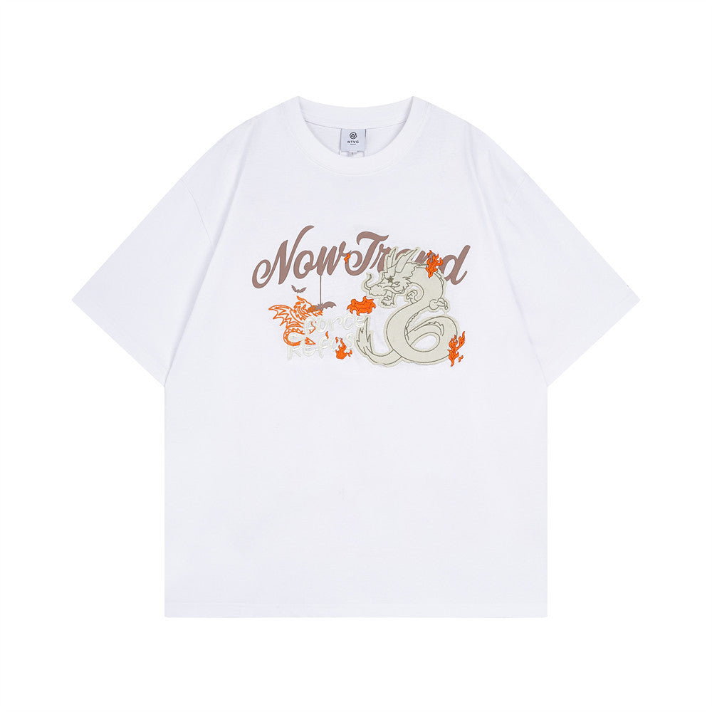 Dragon Patch Decoration Short-sleeved T-shirt Men