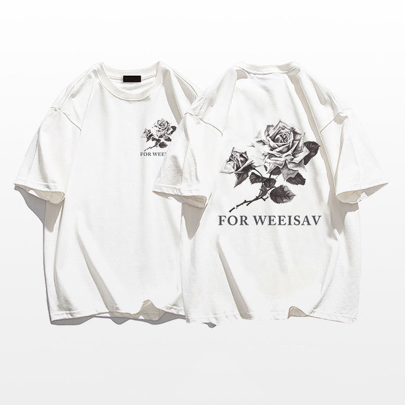 Rose Printed Short-sleeved T-shirt For Men