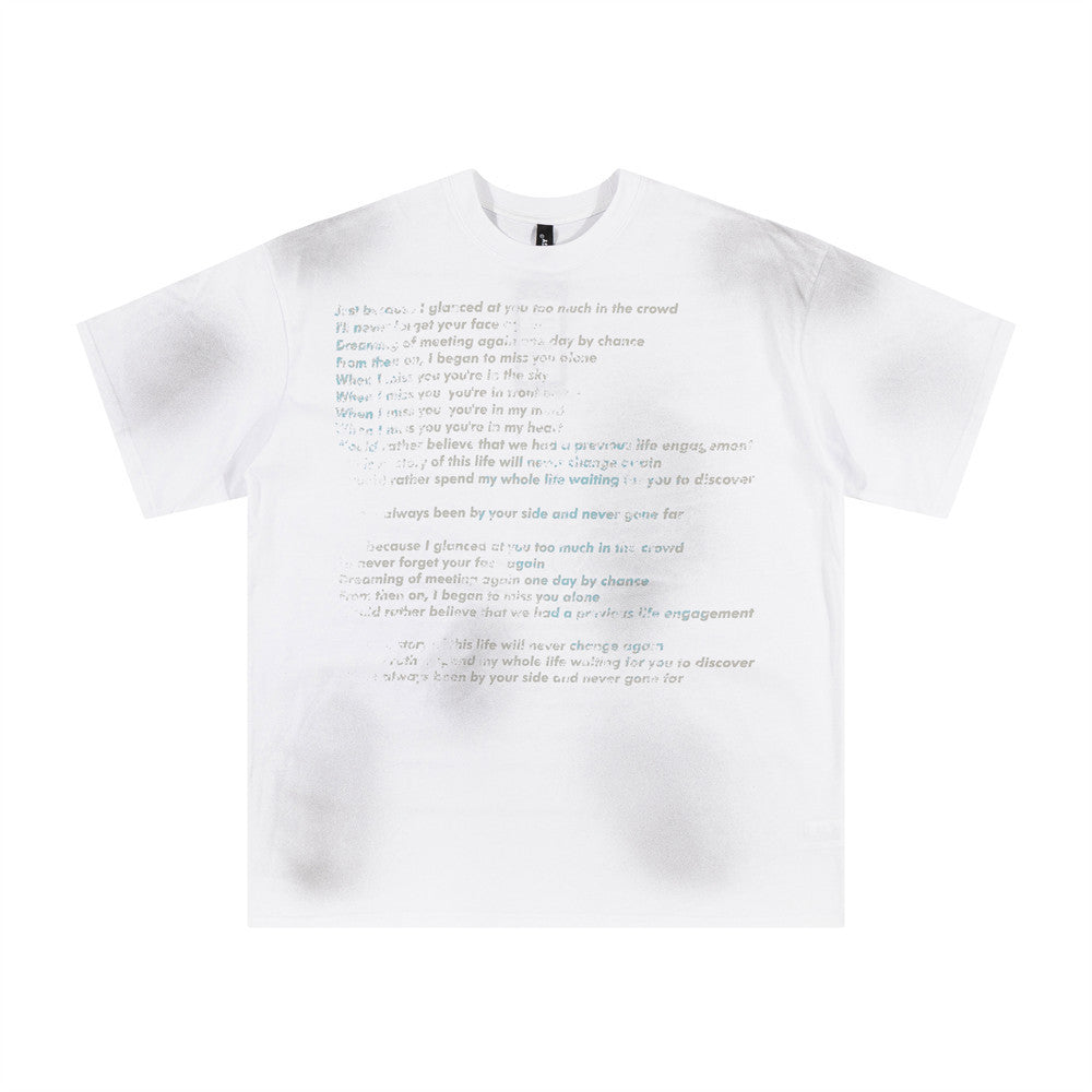 Fashion Inkjet Letter Cotton T-shirt Men