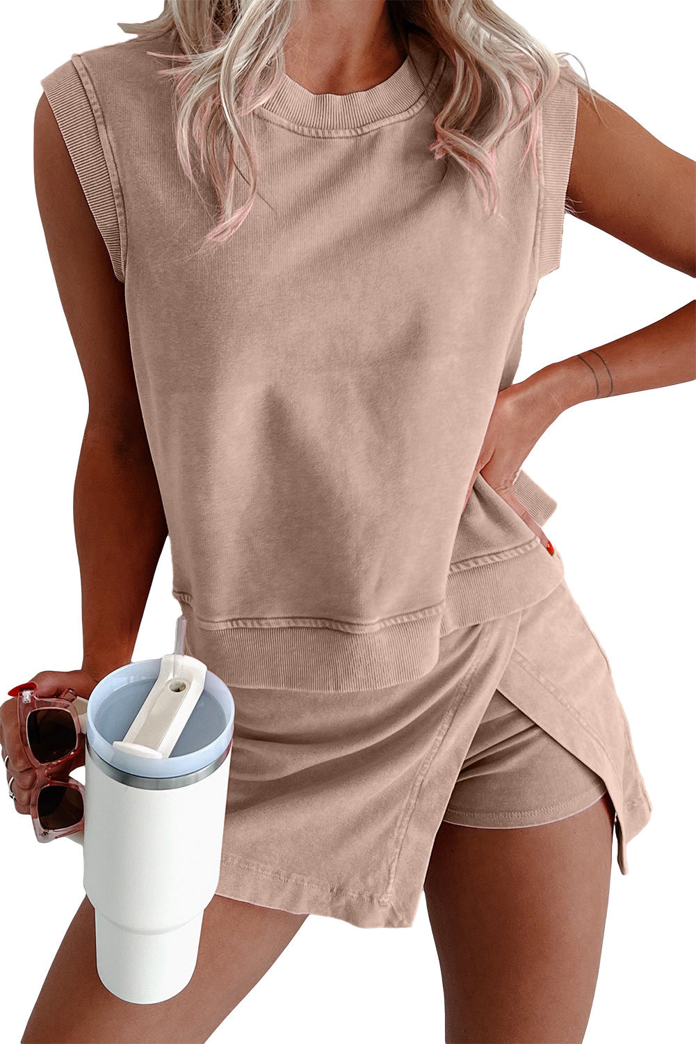 Solid Color Fashion Casual Set Women