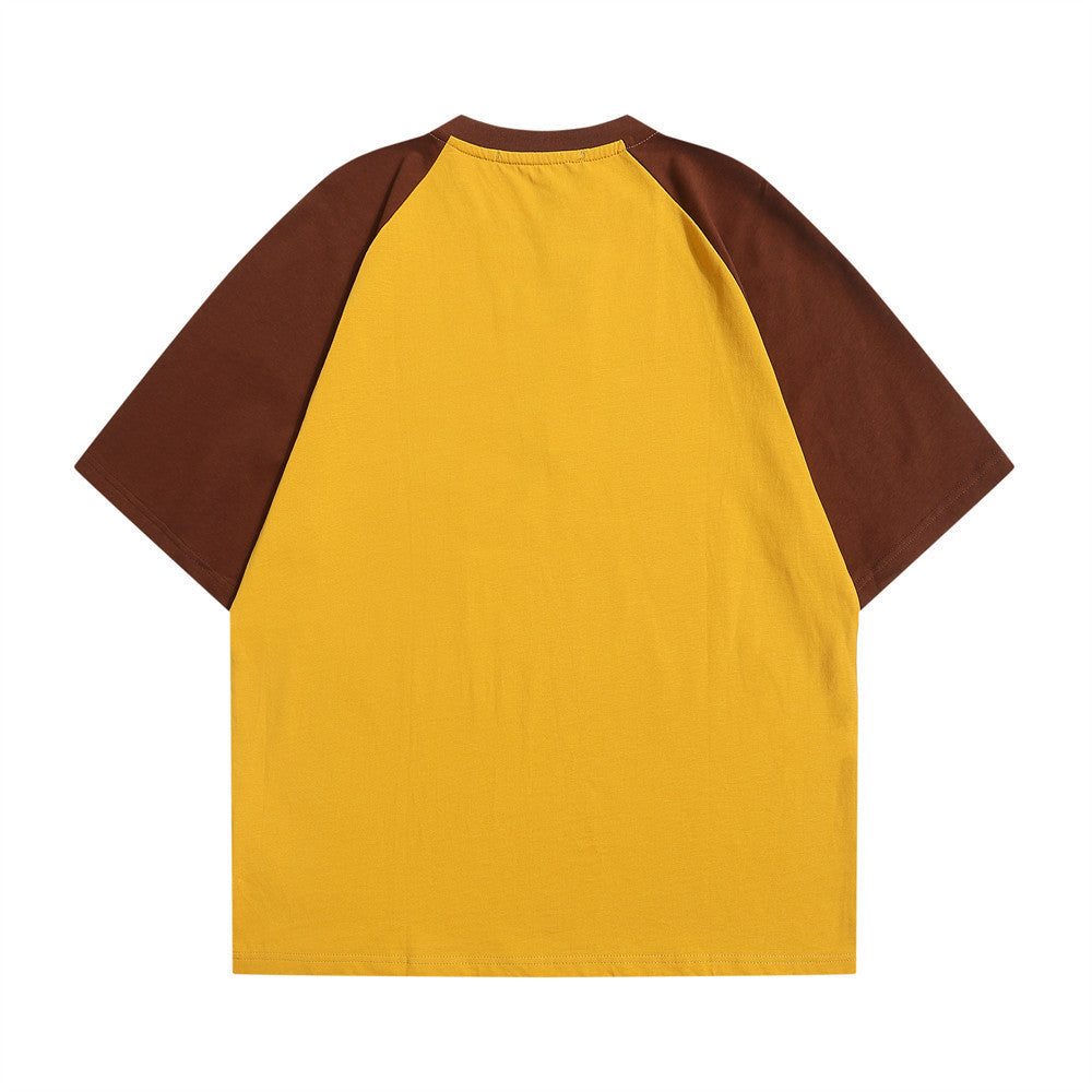 Color Contrast Patchwork Raglan T-shirt Men