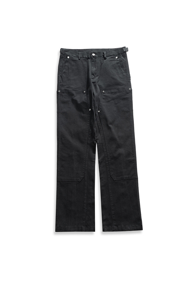 Slim-fit Micro-elastic Studded Zipper Cargo Slacks