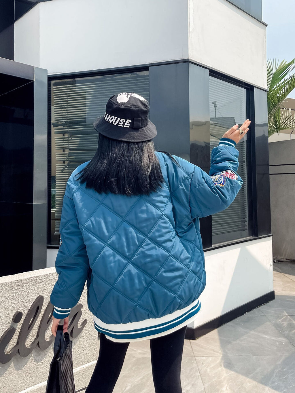 Embroidered Preppy Padded Padded Jacket