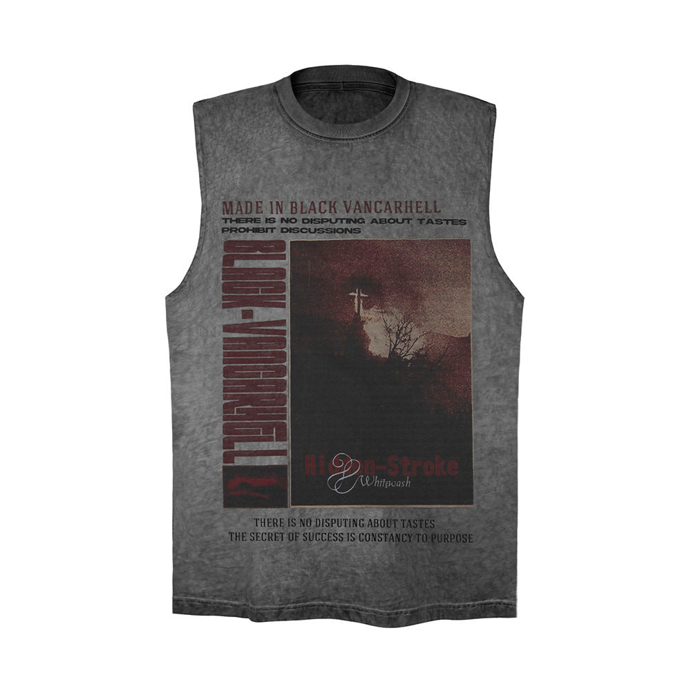 Landscape Printing Waistcoat T-shirt For Men
