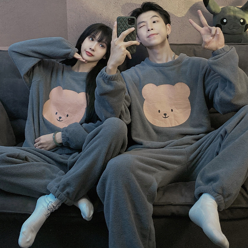 Men's And Women's Simple Coral Fleece Thickened Home Service Suit