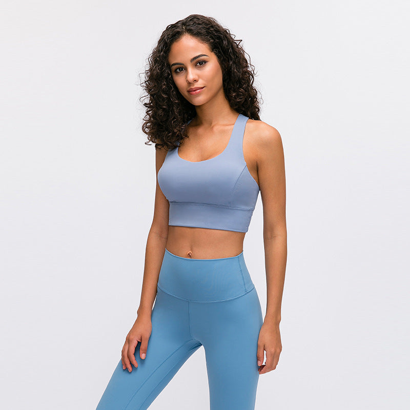 New cross back padded sports bra