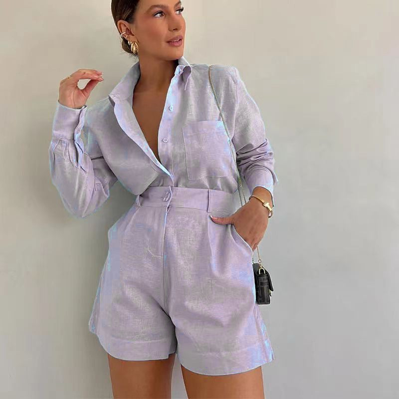 Loose Solid Color Casual Fashion Set Women