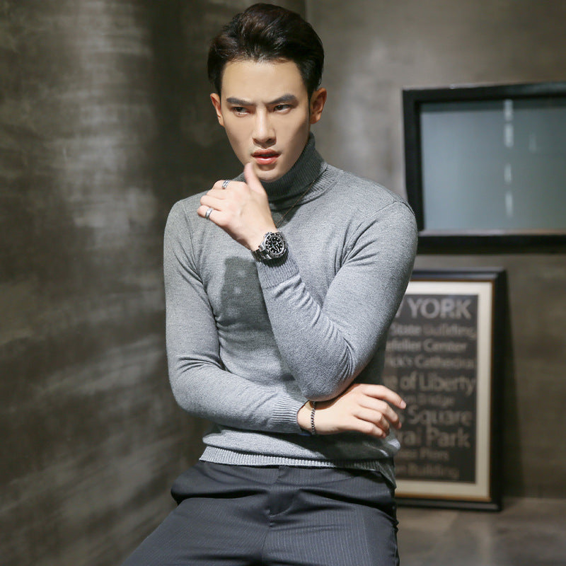 Men's Fall Fashion Slim Solid Color Turtleneck Sweater