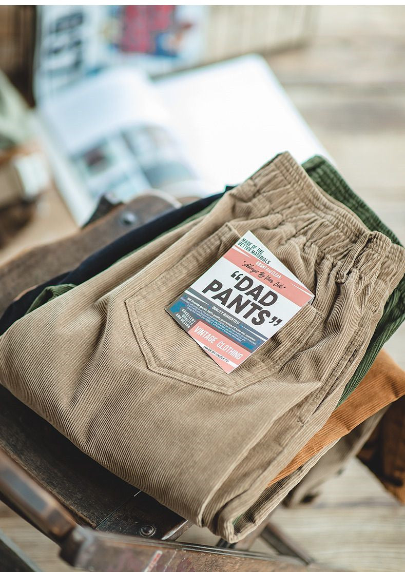 Maden Vintage Brown Corduroy Pants Men Solid Harajuku Straight  Pant Cargo Retro Casual Streetwear Trouser Safari  Bottoms