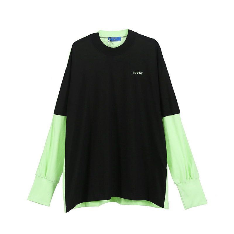 Personality stitching contrast long sleeves