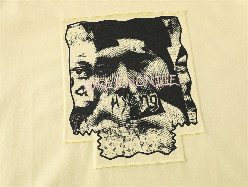 Embroidered Cotton T-shirt Short Sleeve Men