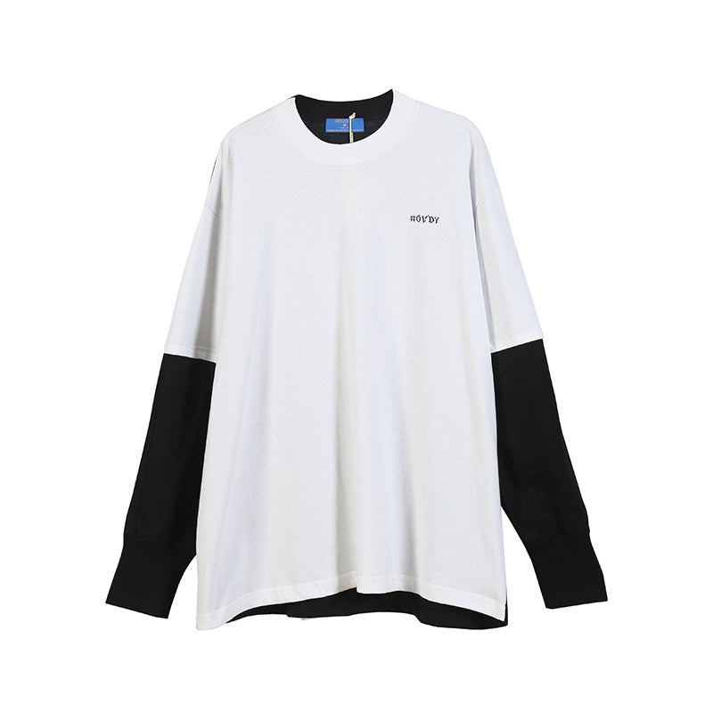 Personality stitching contrast long sleeves