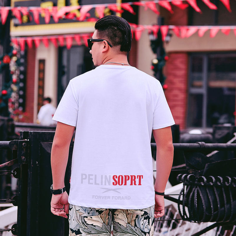 Large Size Fashion Letter Printed T-shirt Men