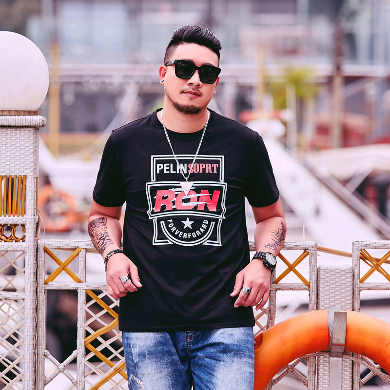 Large Size Fashion Letter Printed T-shirt Men