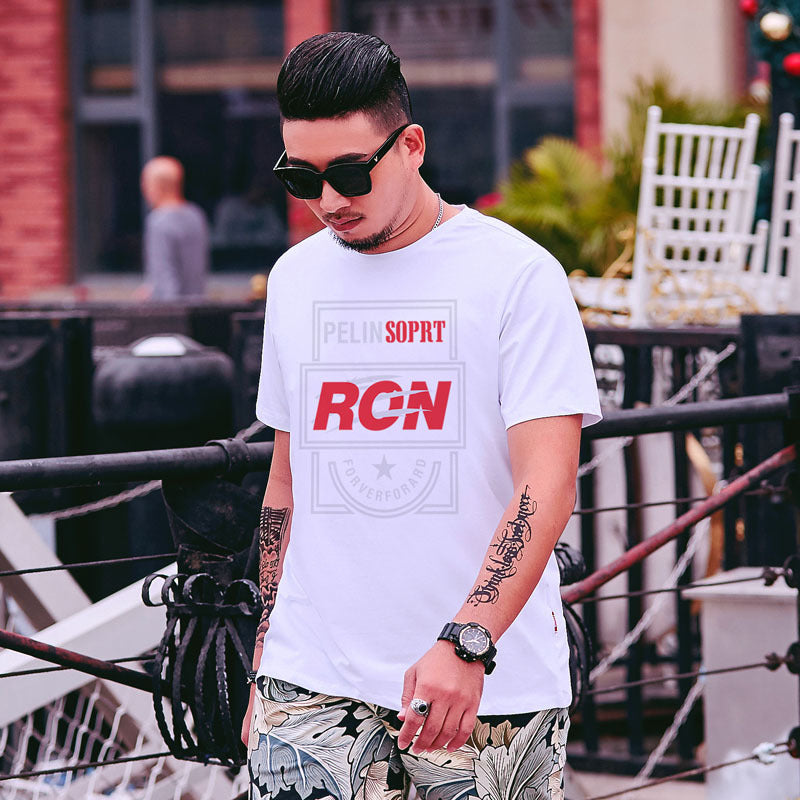 Large Size Fashion Letter Printed T-shirt Men