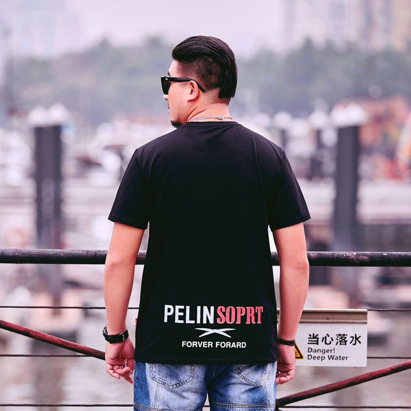 Large Size Fashion Letter Printed T-shirt Men