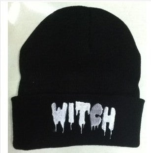 Letter Punk WITCH Letter Knitted Hat Woolen Hat Trendy Hat