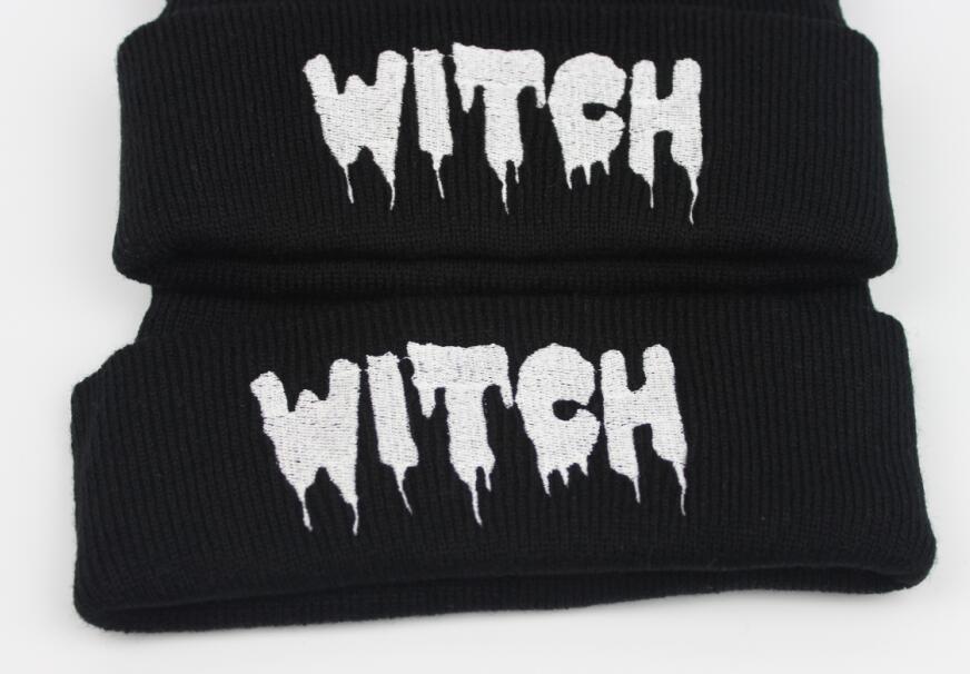 Letter Punk WITCH Letter Knitted Hat Woolen Hat Trendy Hat