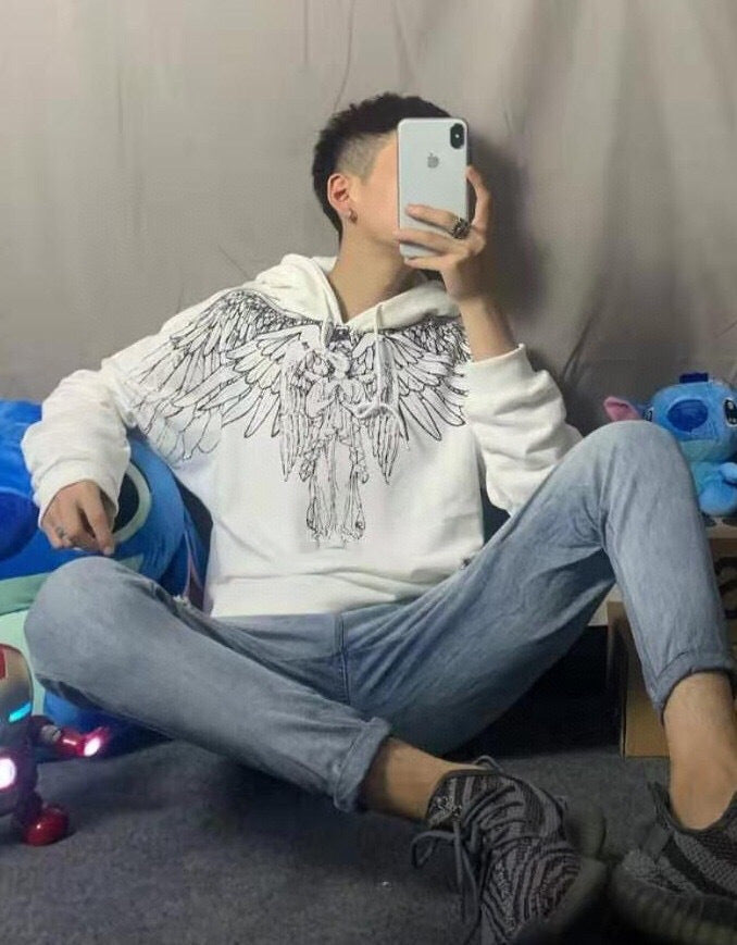 Men's And Women's Same Style Couple Sweater With Angel And Virgin Wings Pattern