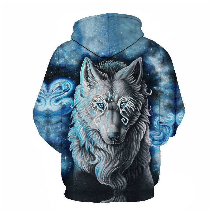 Animal Wolf 3D Digital Printing Men's And Women's Loose Sports Hoodie Sweater