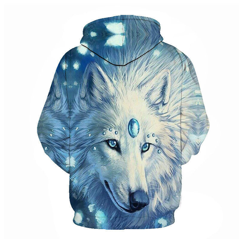Animal Wolf 3D Digital Printing Men's And Women's Loose Sports Hoodie Sweater