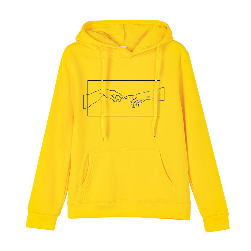 Printed Long-sleeved Top Adam Retro Aesthetic Line Pattern Tide Brand Hooded Sweater