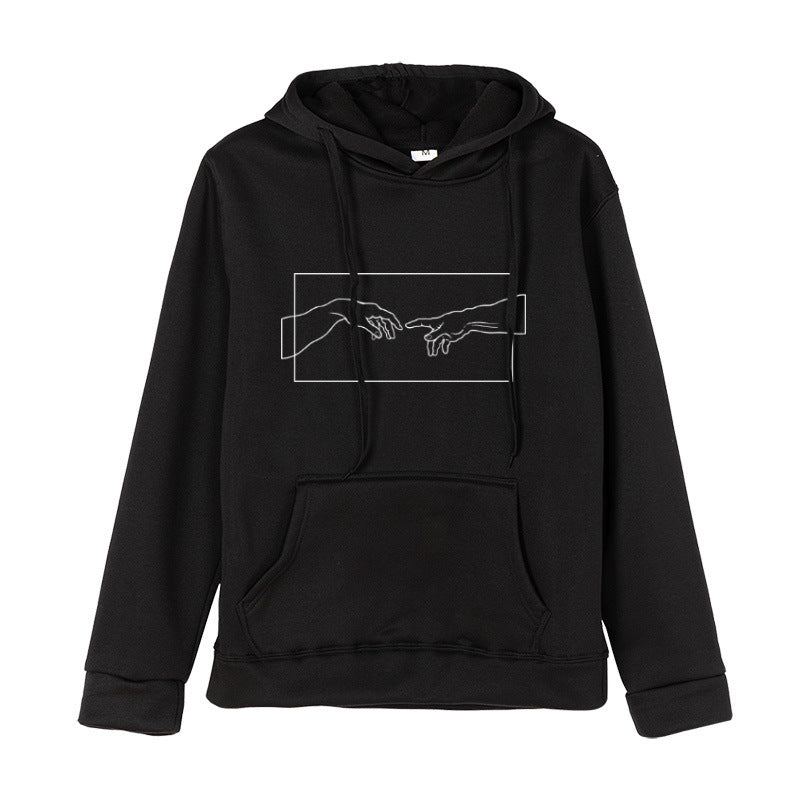 Printed Long-sleeved Top Adam Retro Aesthetic Line Pattern Tide Brand Hooded Sweater