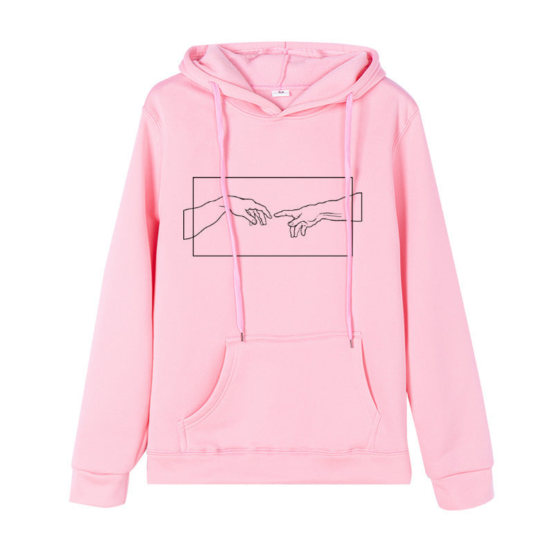 Printed Long-sleeved Top Adam Retro Aesthetic Line Pattern Tide Brand Hooded Sweater