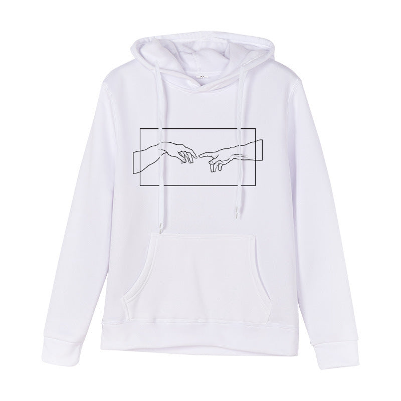 Printed Long-sleeved Top Adam Retro Aesthetic Line Pattern Tide Brand Hooded Sweater