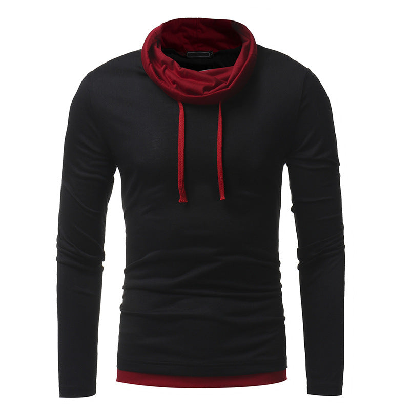 Men's New Pile Collar Men's Casual Slim Long-Sleeved T-Shirt T01