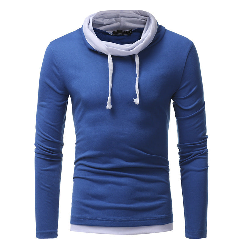 Men's New Pile Collar Men's Casual Slim Long-Sleeved T-Shirt T01