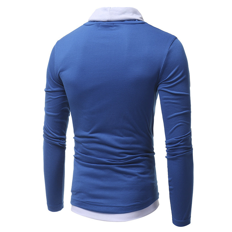Men's New Pile Collar Men's Casual Slim Long-Sleeved T-Shirt T01