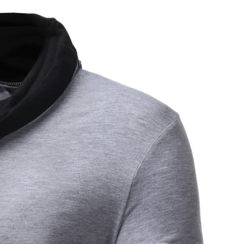 Men's New Pile Collar Men's Casual Slim Long-Sleeved T-Shirt T01