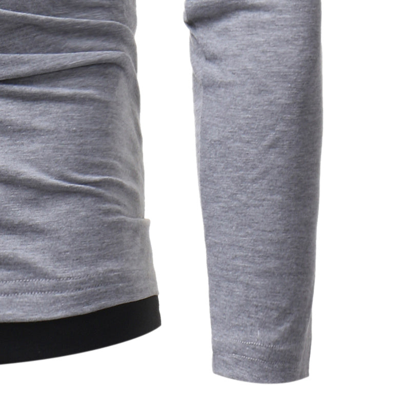 Men's New Pile Collar Men's Casual Slim Long-Sleeved T-Shirt T01