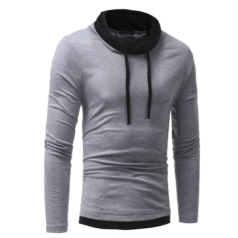 Men's New Pile Collar Men's Casual Slim Long-Sleeved T-Shirt T01