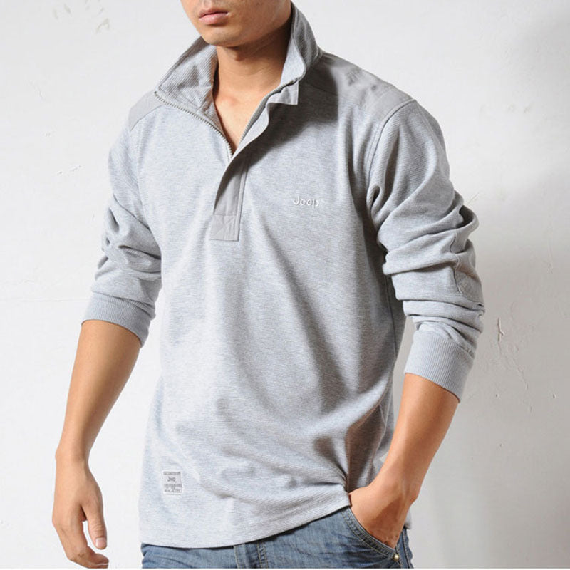 Solid Color Cotton Casual Lapel Men's Father t-Shirt