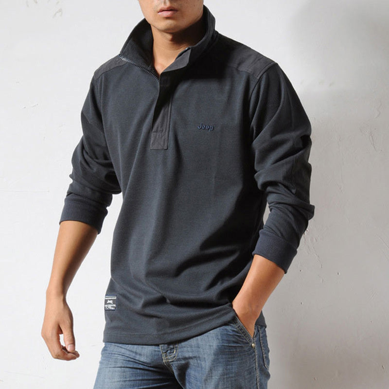 Solid Color Cotton Casual Lapel Men's Father t-Shirt