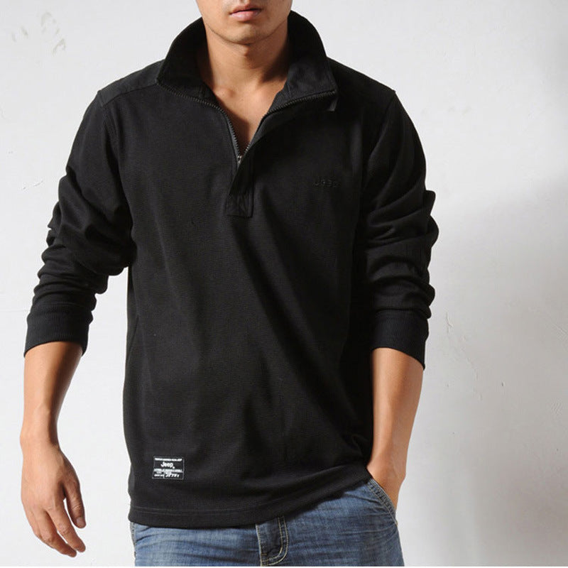 Solid Color Cotton Casual Lapel Men's Father t-Shirt