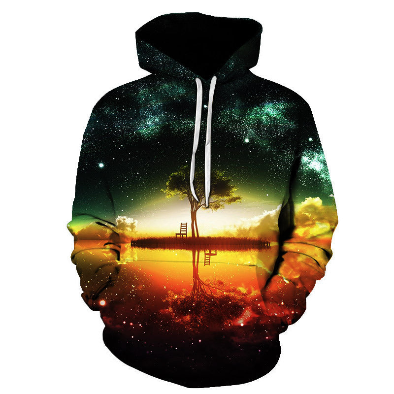 Digital Print Goldfish And Cat Men's Hooded Sweatshirt