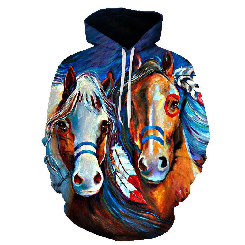 Digital Print Goldfish And Cat Men's Hooded Sweatshirt