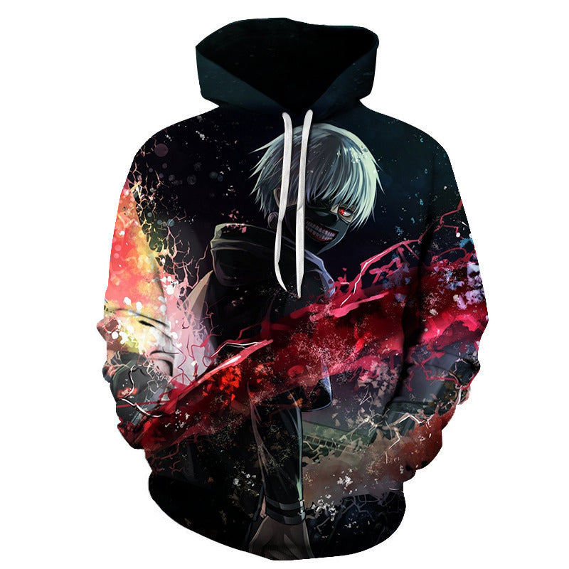 Digital Print Goldfish And Cat Men's Hooded Sweatshirt