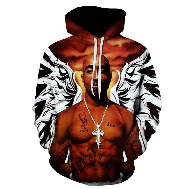 Digital Print Goldfish And Cat Men's Hooded Sweatshirt