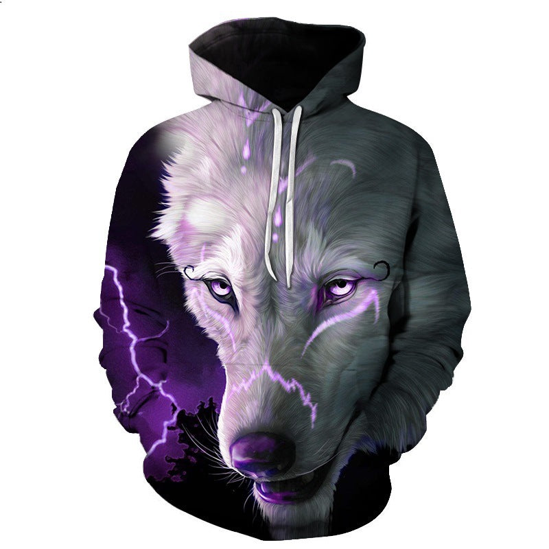 Digital Print Goldfish And Cat Men's Hooded Sweatshirt