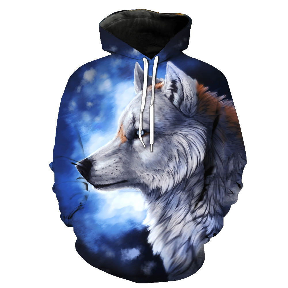 Digital Print Goldfish And Cat Men's Hooded Sweatshirt