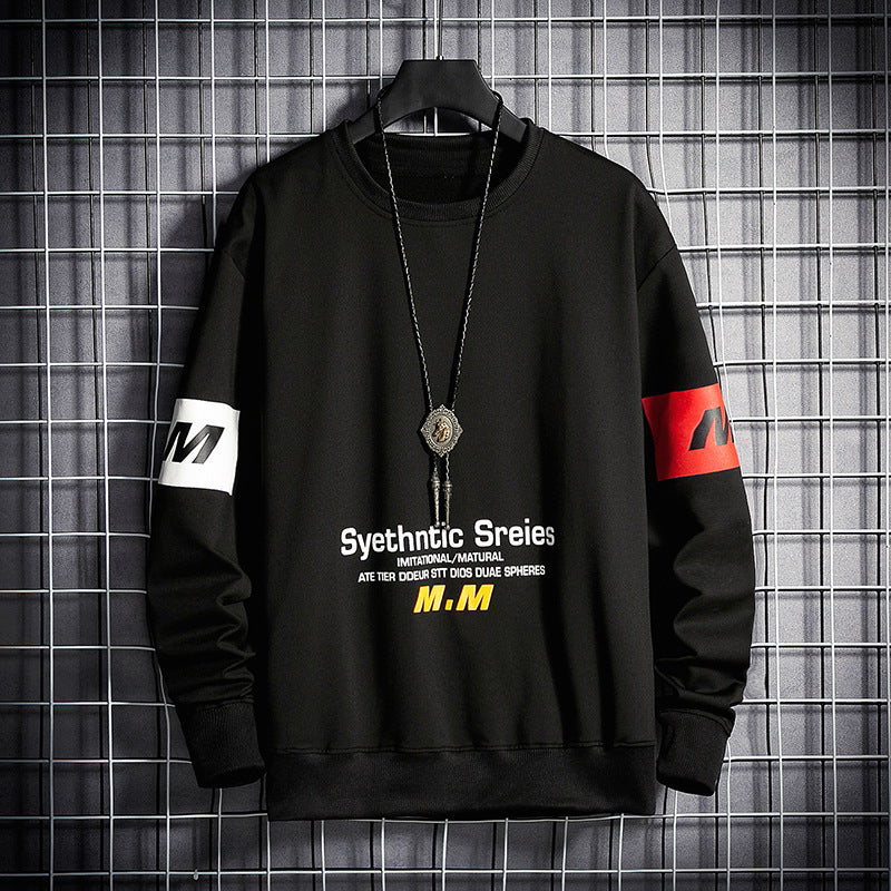 Autumn Loose Letter Printed Sweater Men's Long Sleeved Sweater