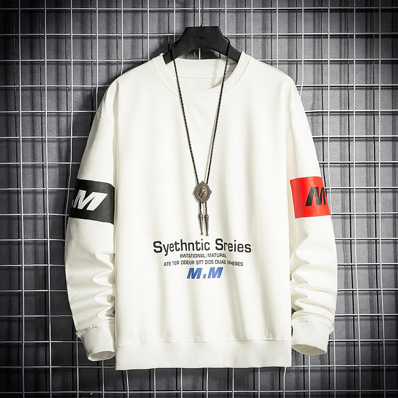 Autumn Loose Letter Printed Sweater Men's Long Sleeved Sweater