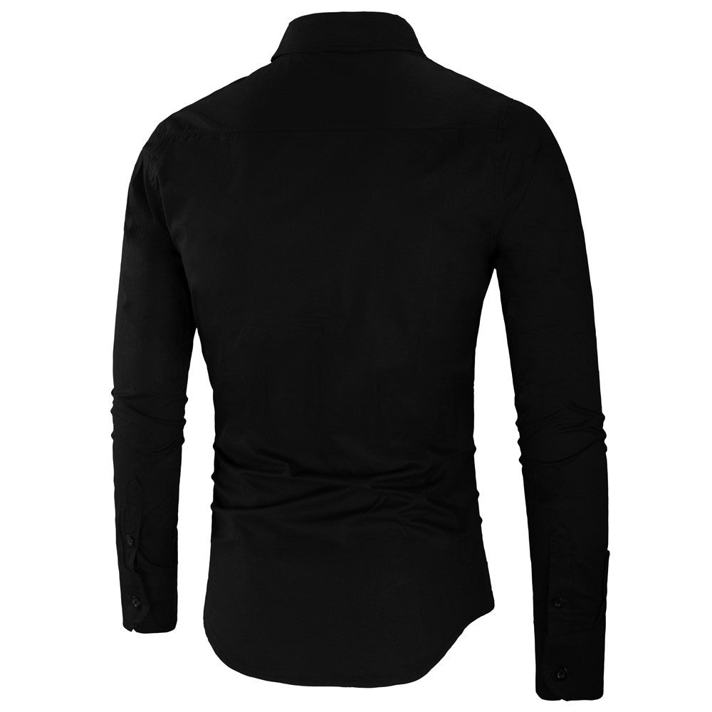 Fashion Simple Men's Stitching Long-Sleeved Shirt